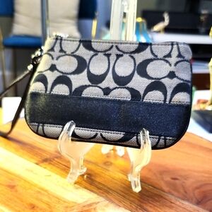 Coach Black & Gray Signature Wristlet